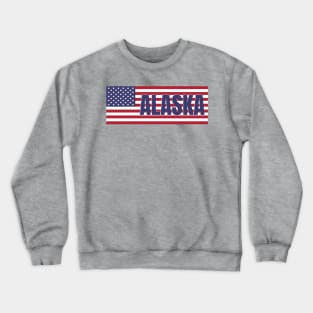 Alaska State in American Flag Crewneck Sweatshirt